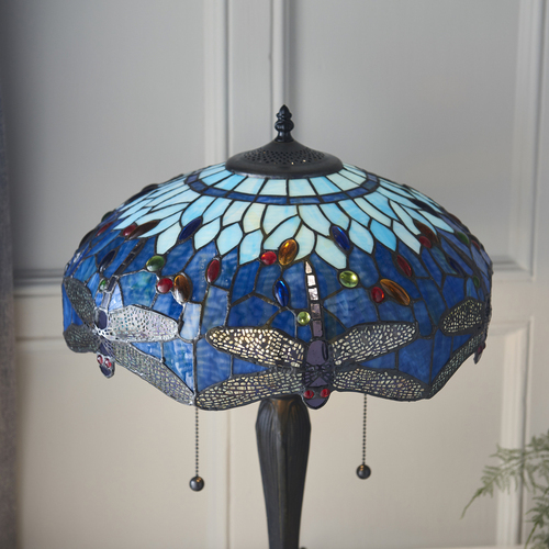 Sprawdź Lampa stołowa Tiffany Dragonfly niebieska Interiors 64089