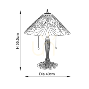 Lampa stołowa Tiffany Hector Interiors wielokolorowa 2xE27 55,5 cm small 2