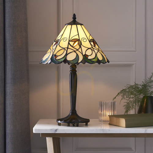 Sprawdź Lampa stołowa Tiffany Jamelia wielokolorowa Interiors 64195
