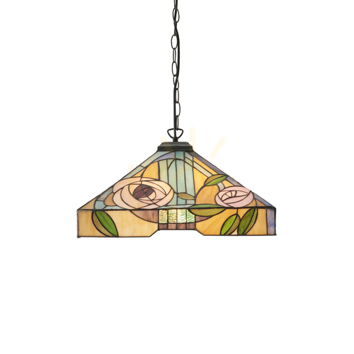 Sprawdź Lampa Wisząca Tiffany Wielokolorowa Szkło Stal Interiors 64384