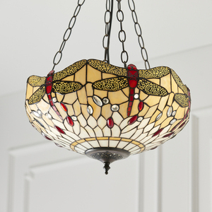 Lampa wisząca Tiffany beżowa 3xE27 Interiors 70759 small 4