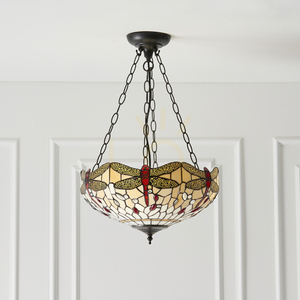 Lampa wisząca Tiffany beżowa 3xE27 Interiors 70759 small 5