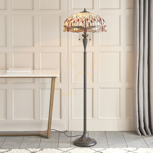 Sprawdź Lampa stojąca Tiffany Dragonfly beżowa Interiors 70940