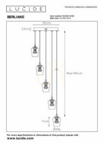 Lampa wisząca Lucide BERLIANE 5xLED 4W złota 34 cm aluminium szkło 00430/21/60 small 6