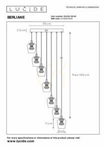 Lampa wisząca Lucide Berliane złota LED 7-punktowa 39 cm 00430/28/60 small 6