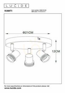 Plafon Lucide Kianti czarny 3xGU10 LED CCT metal 21 cm 53901/13/30 small 6