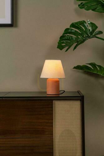 Sprawdź Lampa stołowa Lucide MACIA terakotowa Japandi ceramiczna len E14 27 cm 06527/01/55