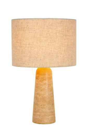 Sprawdź Lampa stołowa Lucide NIMUE taupe z trawertynu i lnu 05556/81/41