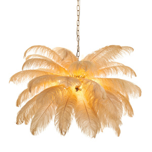 Lampa wisząca EMU pióra beżowe 100 cm small 3