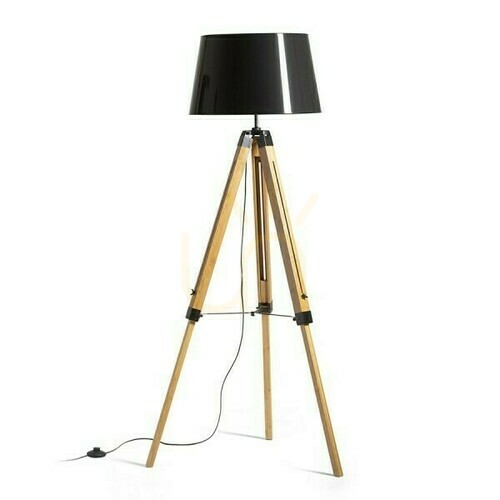 Sprawdź Lampa podłogowa Rendl ALVIS/RIDICK R14501 – bambus, czarny abażur ze złotym wnętrzem