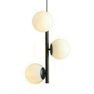 Lampa Wisząca Etheria Czarna Szkło Opalowe 230 V Led E27 3x11 W small 1