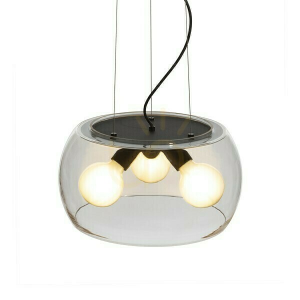 Obejrzyj Lampa Wisząca Amanda Czarna Matowa Szkło Przezroczyste 230 V Led E27 3x15 W Lampa Wisząca Amanda Czarna Matowa Szkło Przezroczyste 230 V Led E27 3x15 W