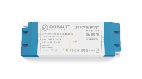 Sprawdź Zasilacz LED CobaltElectro PFV 24V 60W IP20 B Zasilacz LED CobaltElectro PFV 24V 60W IP20 B
