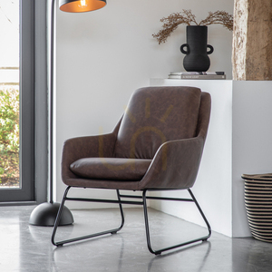 Krzesło Gallery Direct Funton brązowe tapicerowane retro na metalowych nogach small 1