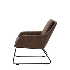 Krzesło Gallery Direct Funton brązowe tapicerowane retro na metalowych nogach small 5