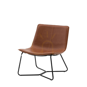 Krzesło lounge Gallery Direct Hawking brązowe z ekoskóry na metalowej ramie small 4