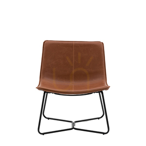 Krzesło lounge Gallery Direct Hawking brązowe z ekoskóry na metalowej ramie small 0
