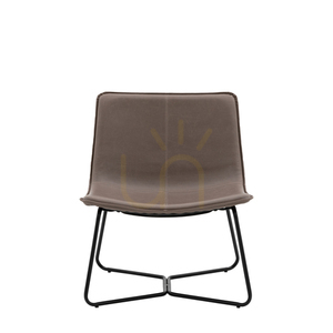 Fotel lounge Gallery Direct Hawking Ember ze skóry ekologicznej na czarnej metalowej ramie small 0