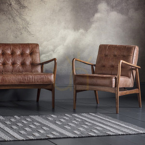 Fotel Gallery Direct Humber Vintage Brown ze skóry na dębowej ramie small 2