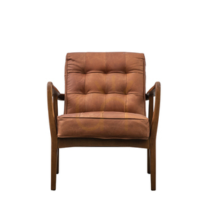 Fotel Gallery Direct Humber Vintage Brown ze skóry na dębowej ramie small 0