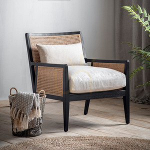 Fotel Gallery Direct Nagoya kremowy rattanowy z czarną ramą 5059413688041 small 1