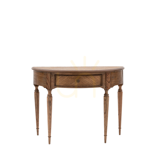 Sprawdź Konsola półksiężyc Gallery Direct Highgrove Mindi naturalne drewno 92,5 cm