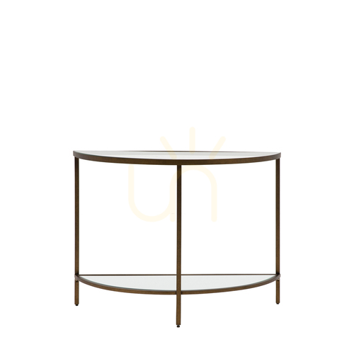 Sprawdź Konsola Demi Lune Gallery Direct brązowa metal szkło 100x35x75 cm