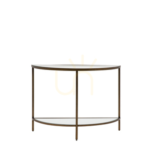 Konsola Demi Lune Gallery Direct brązowa metal szkło 100x35x75 cm small 0