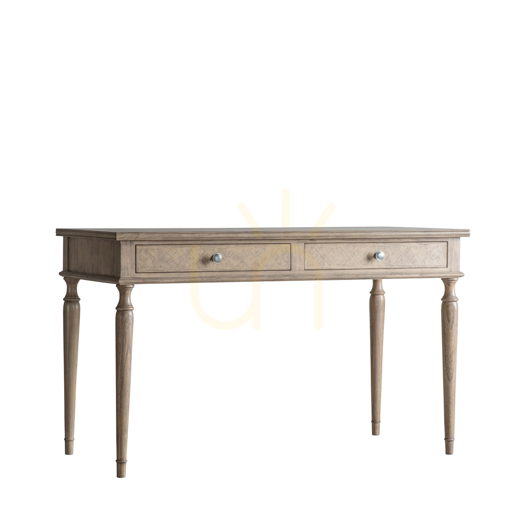 Sprawdź Biurko Gallery Direct Mustique z 2 szufladami naturalne drewno mindi 130x60 cm Biurko Gallery Direct Mustique z 2 szufladami naturalne drewno mindi 130x60 cm