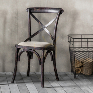 Krzesło Gallery Direct Cafe czarne dębowe z lnianym siedziskiem 2 szt. small 1