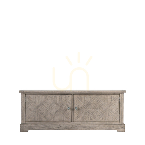 Sprawdź Szafka multimedialna Gallery Direct Mustique 130 cm naturalne drewno mindi 2-drzwiowa