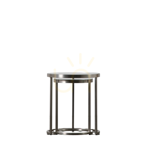 Sprawdź Stoliki kawowe zestaw 2 Gallery Direct Rowe srebrne metal szkło 40x40x45 cm