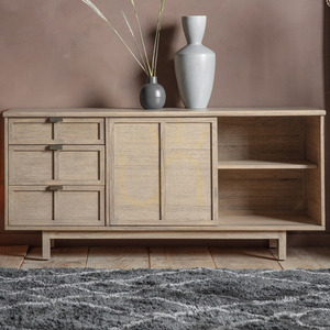 Kredens Gallery Direct Kyoto 150 cm naturalny rattan 3 szuflady 2 drzwi small 1