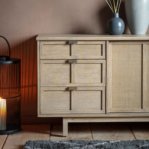 Kredens Gallery Direct Kyoto 150 cm naturalny rattan 3 szuflady 2 drzwi small 2