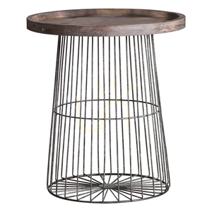 Stolik boczny Gallery Direct Menzies szaro-naturalny metal MDF 52x52x58 cm small 0