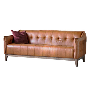 Sofa 3-osobowa Gallery Direct Ecclestone brązowa skórzana vintage 5055999240635 small 0