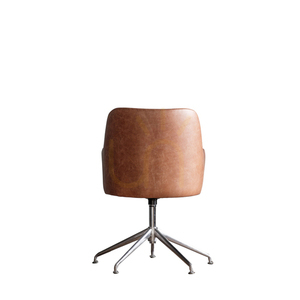 Fotel obrotowy Gallery Direct Curie skóra vintage brązowa srebrny stelaż small 4