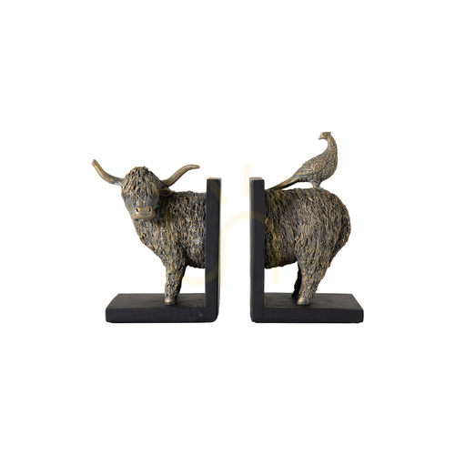 Sprawdź Podpórki do książek Highland Cow Gallery Direct brązowe zestaw 2 25x10x20 cm