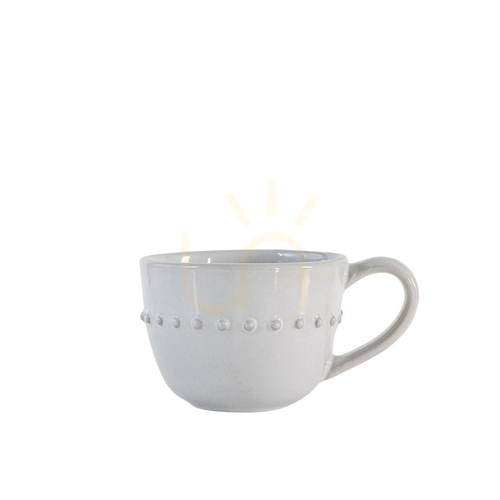 Sprawdź Zestaw 4 kubków porcelanowych Gallery Direct biały organiczny z koralikami 145x110x80 mm