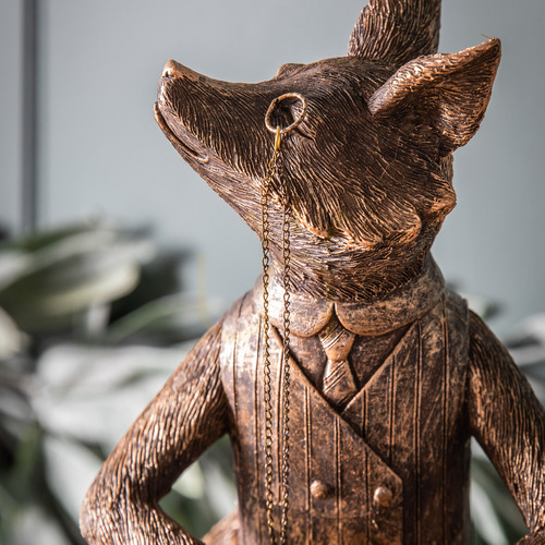 Sprawdź Figurka lisa Gallery Direct Lord Snooty brązowa z poliżywicy i żelaza 31,5 cm