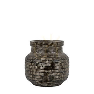 Wazon szeroki Gallery Direct Sgraffito czarny ceramiczny 20 cm 0 Wazon szeroki Gallery Direct Sgraffito czarny ceramiczny 20 cm small 0