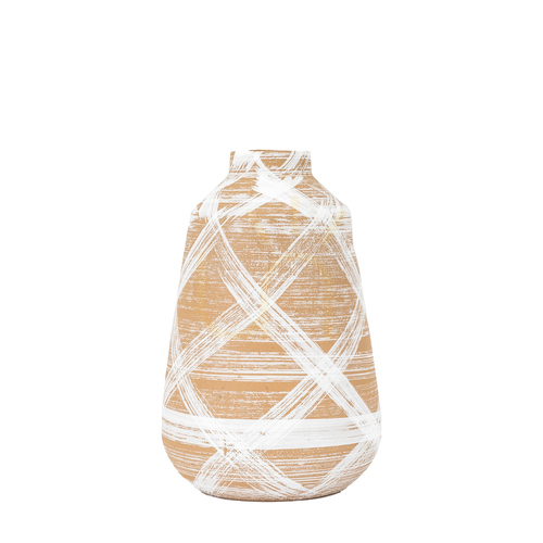 Sprawdź Wazon Gallery Direct Tarka duży kamionka brązowo-biały 26,5 cm