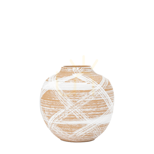 Sprawdź Wazon kamionkowy Gallery Direct Tarka brązowo-biały 18,5 cm