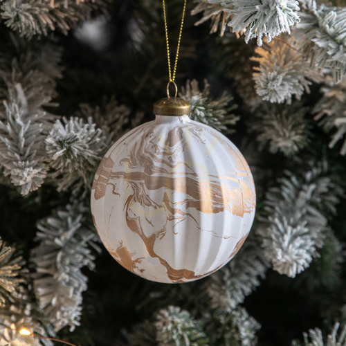 Sprawdź Bombki choinkowe Gallery Direct Tula marmurkowe brązowe 10 cm 3 szt.