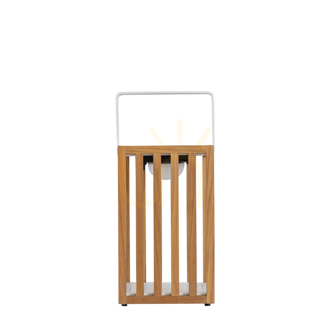 Sprawdź Latarnia solarna LED Gallery Direct Sanremo mała z drewna tekowego i aluminium Latarnia solarna LED Gallery Direct Sanremo mała z drewna tekowego i aluminium