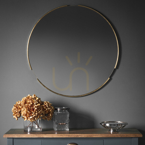 Lustro okrągłe FITZROY 80 cm złota rama rurkowa z przerwami polerowana krawędź Gallery Direct small 3