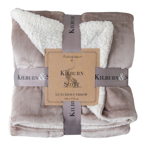 Sprawdź Narzuta flanelowa sherpa Gallery Direct Sterling neutralna 140x170 cm