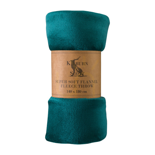Sprawdź Koc flanelowy Gallery Direct teal 140x180 cm poliester 5059413442698