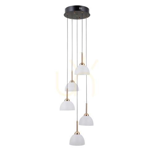 Sprawdź Lampa wisząca Italux Montiela LED 5-punktowa czarna satynowa szkło PND-34374-5-BK