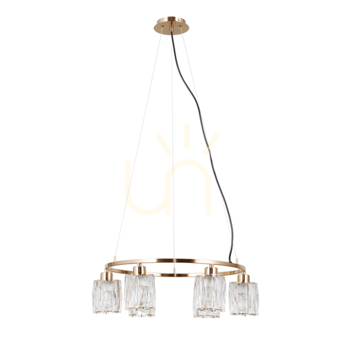 Sprawdź Lampa Wisząca Italux Simona Złota Kryształowa 6xE14 PND-40814-6-HBR